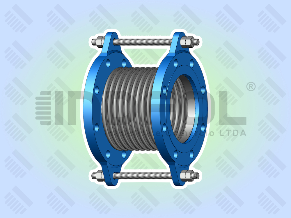 Junta de Expansão Metálica Simples Flangeada com Tensor