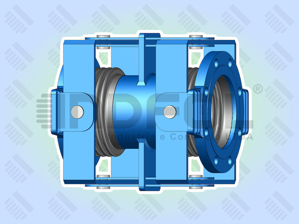 Junta de Expansão Metálica Universal Cardânica Flangeada